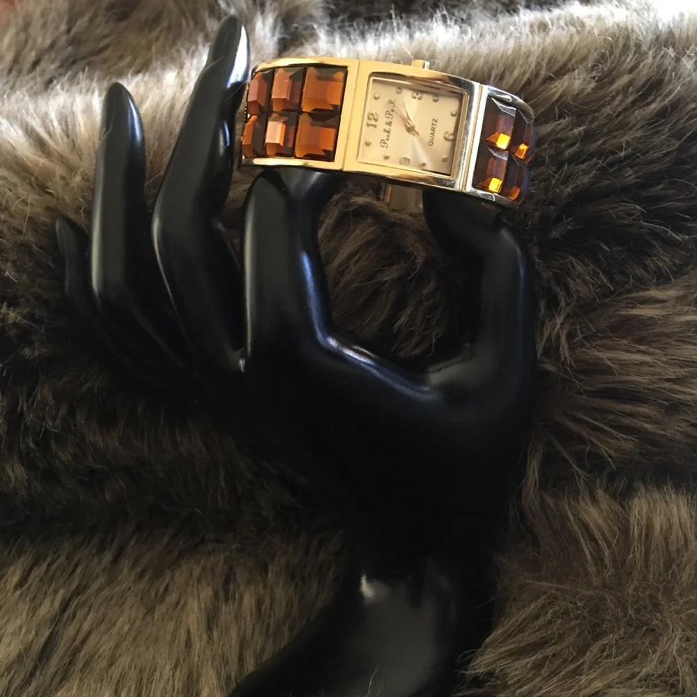 Peck & Peck brown topaz stone cuff watch